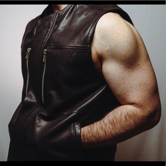 Diesel Black Gold Lamb Leather vest sz 50 US Large - Picture 3 of 10
